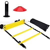 Kit de Entrenamiento Agilidad Velocidad - Escalera de Entrenamiento 12 Peldaños Ajustables + 10pcs Conos de…